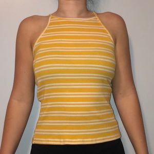 yellow and white striped tank top